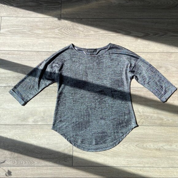 NWOT INC Dolman 3/4 Sleeve  Top Gunmetal foil Print - Picture 4 of 12